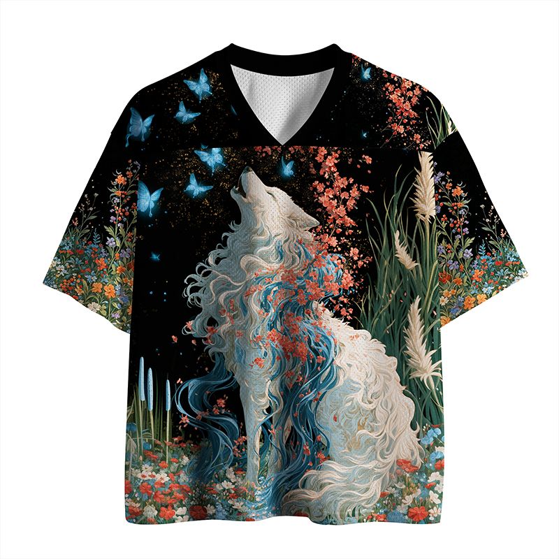 Kyoto-Lion Wolf Of Midnight Bloom Mesh Jersey