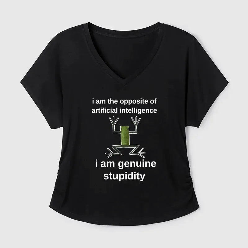 Kyoto-Lion Genuine Stupidity Frog Meme Modal Dolman Sleeve T-Shirt