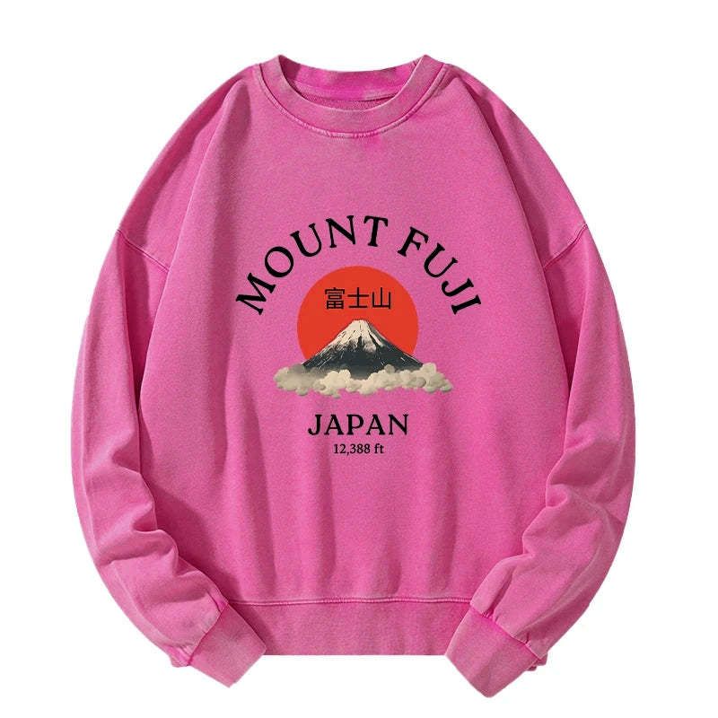 Kyoto-Lion Japan Mount Fuji Sun Unisex Washed Sweatshirt