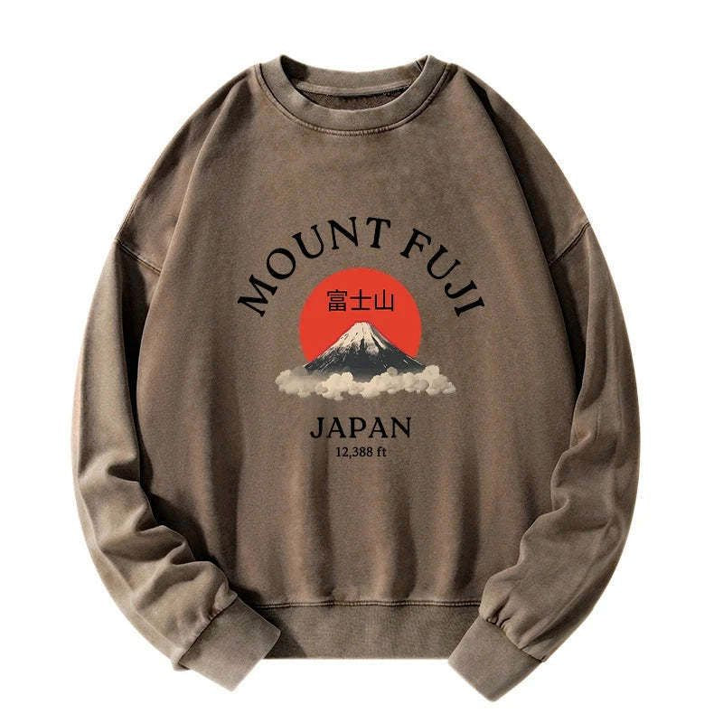 Kyoto-Lion Japan Mount Fuji Sun Unisex Washed Sweatshirt