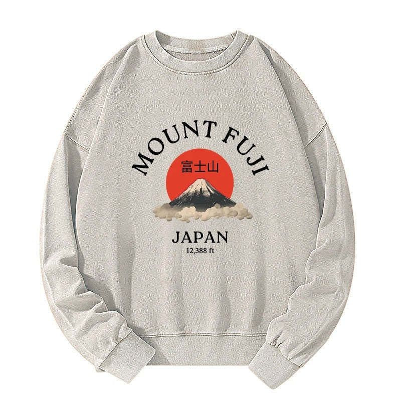 Kyoto-Lion Japan Mount Fuji Sun Unisex Washed Sweatshirt