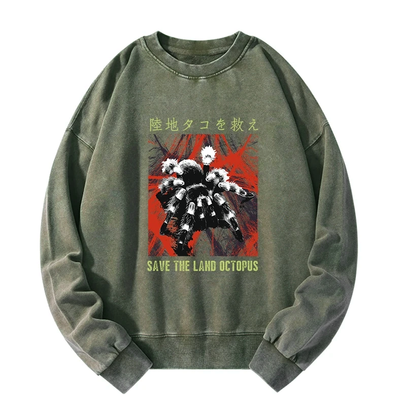 Kyoto-Lion Real Scary Spiders Washed Sweatshirt