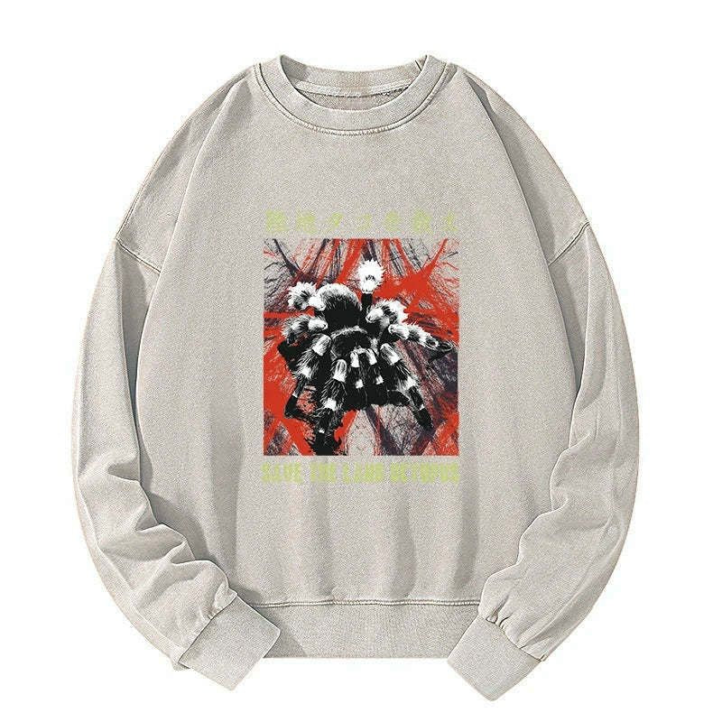 Kyoto-Lion Real Scary Spiders Washed Sweatshirt