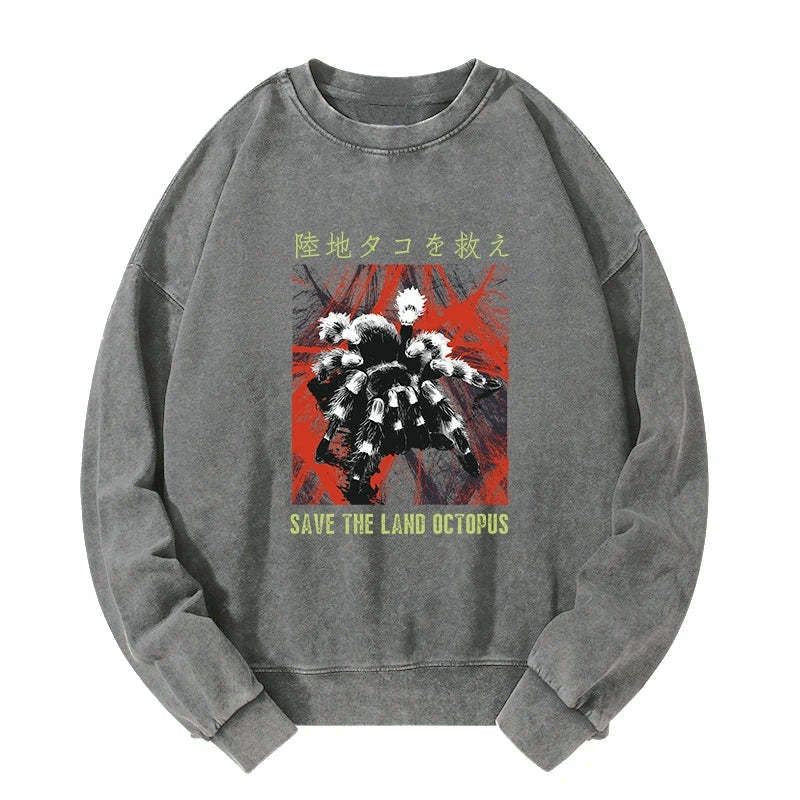 Kyoto-Lion Real Scary Spiders Washed Sweatshirt
