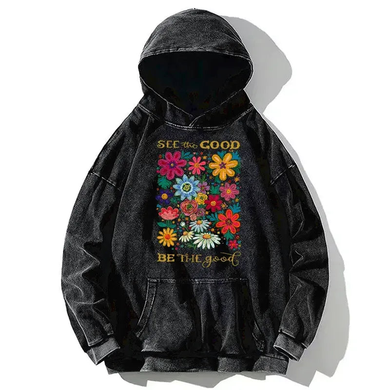 Kyoto-Lion Flower£ºSee The Good Be The Good Washed Hoodie