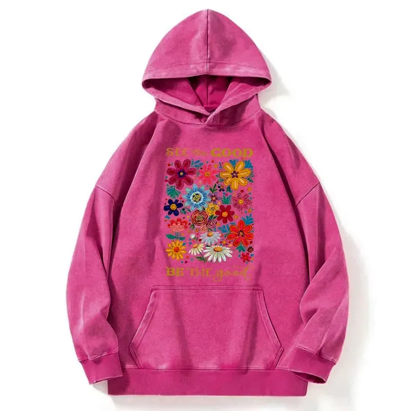 Kyoto-Lion Flower£ºSee The Good Be The Good Washed Hoodie