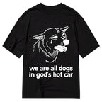 funny sad dog japanese t-shirt