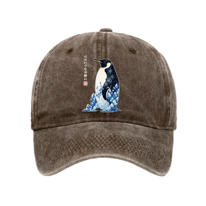 Kyoto-Lion Keep Calm Penguin Washed Cap