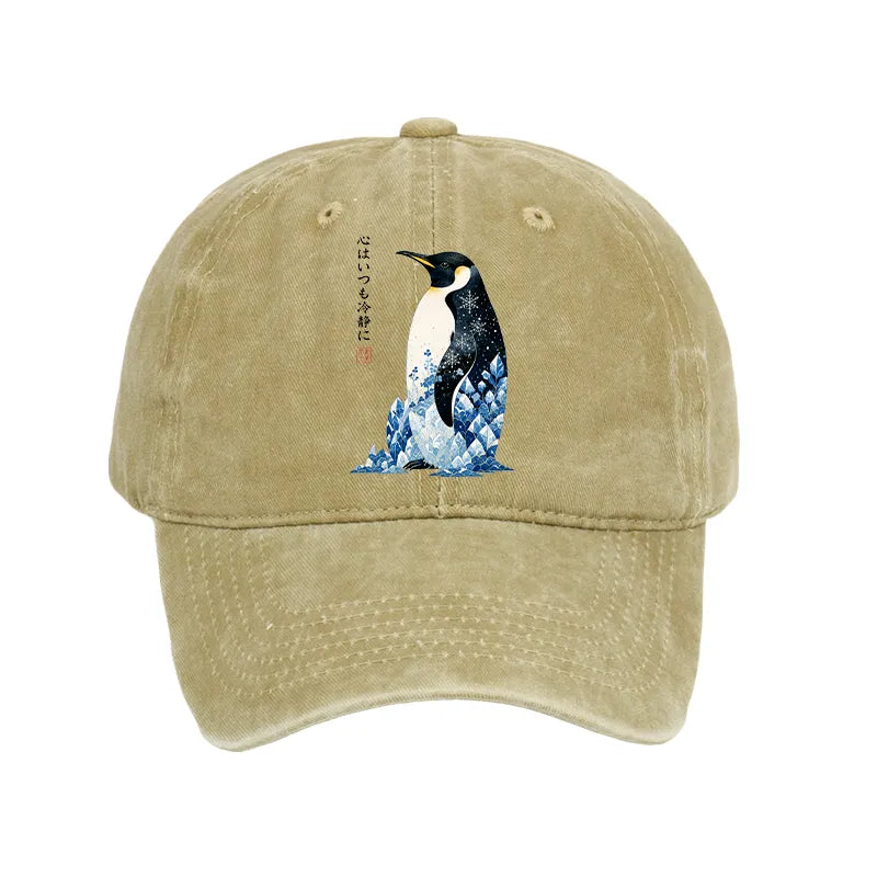 Kyoto-Lion Keep Calm Penguin Washed Cap