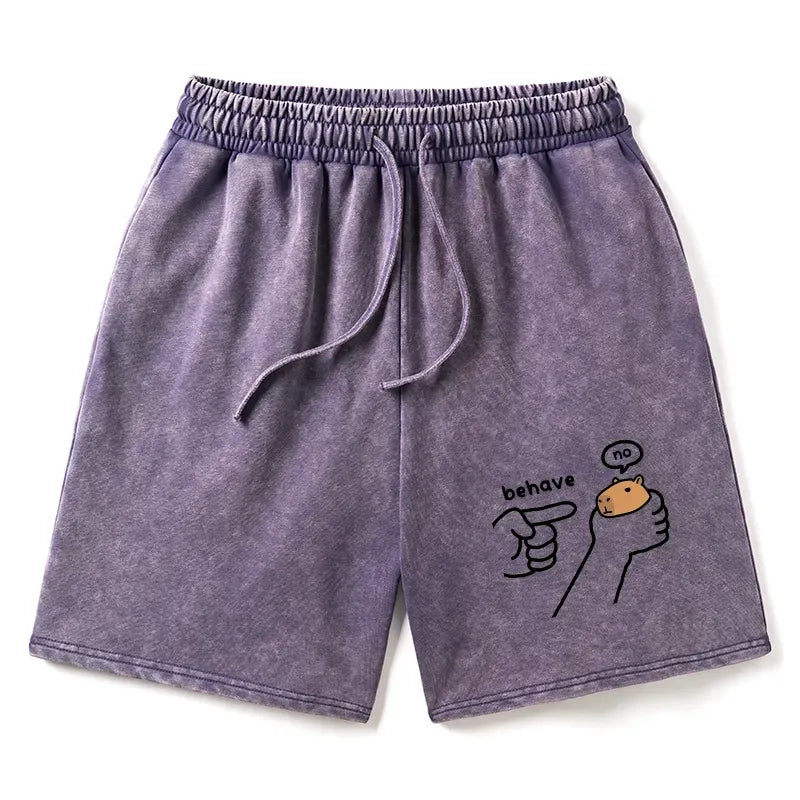 Kyoto-Lion Capybara Washed Shorts for Daily Wear