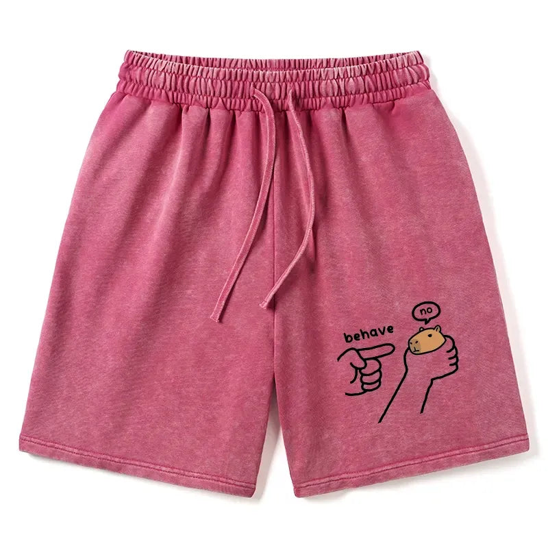 Kyoto-Lion Capybara Washed Shorts for Daily Wear