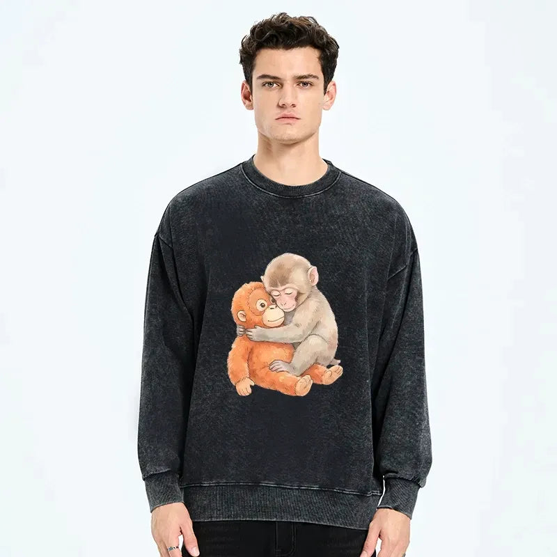 Japanese Vintage Washed Sweatshirt for Daily Wear