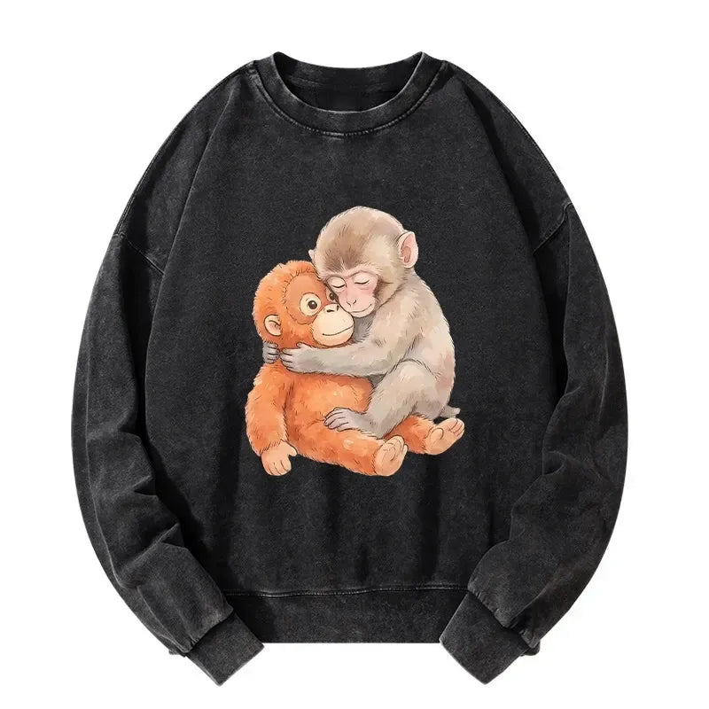 Japanese Vintage Washed Sweatshirt for Daily Wear