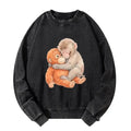 Japanese Vintage Washed Sweatshirt for Daily Wear