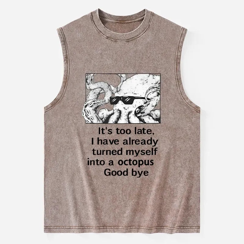 Funny octopus meme washed tank on sale