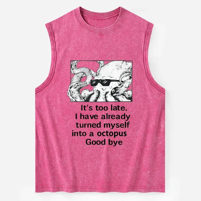 Funny octopus meme washed tank on sale