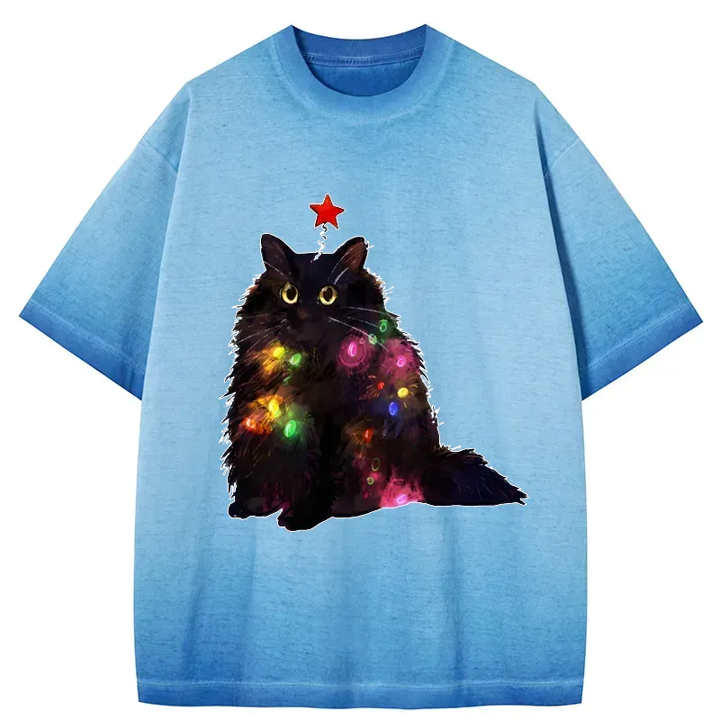 japanese cat gradient washed t shirt