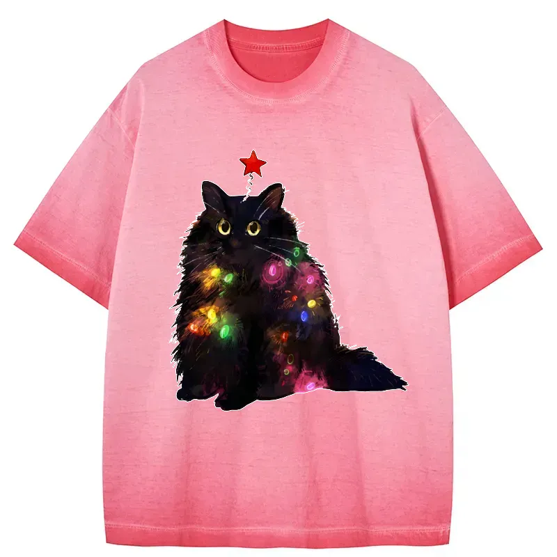japanese cat gradient washed t shirt