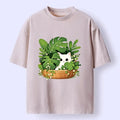 Washed White Cat T-Shirt for Daily Wear