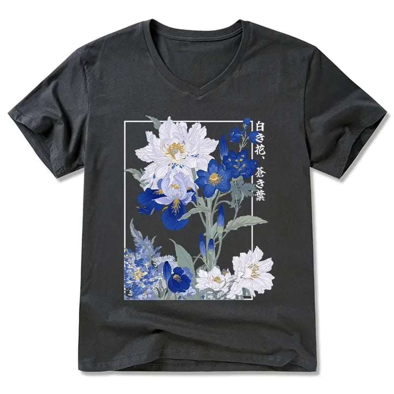 Japanese V-Neck T-Shirt for Daily Wear