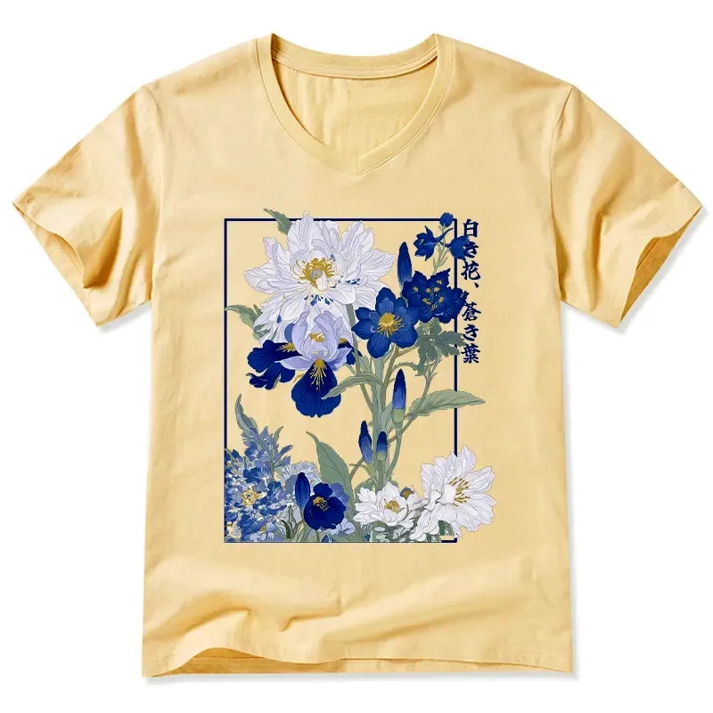 Japanese V-Neck T-Shirt for Daily Wear