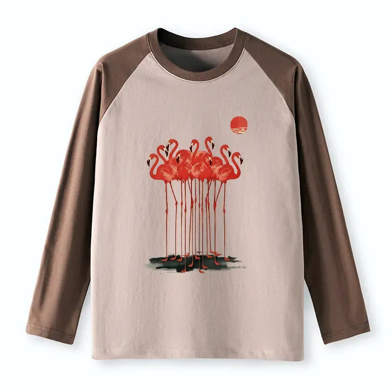 Raglan Long Sleeve T-shirt with Japanese Art