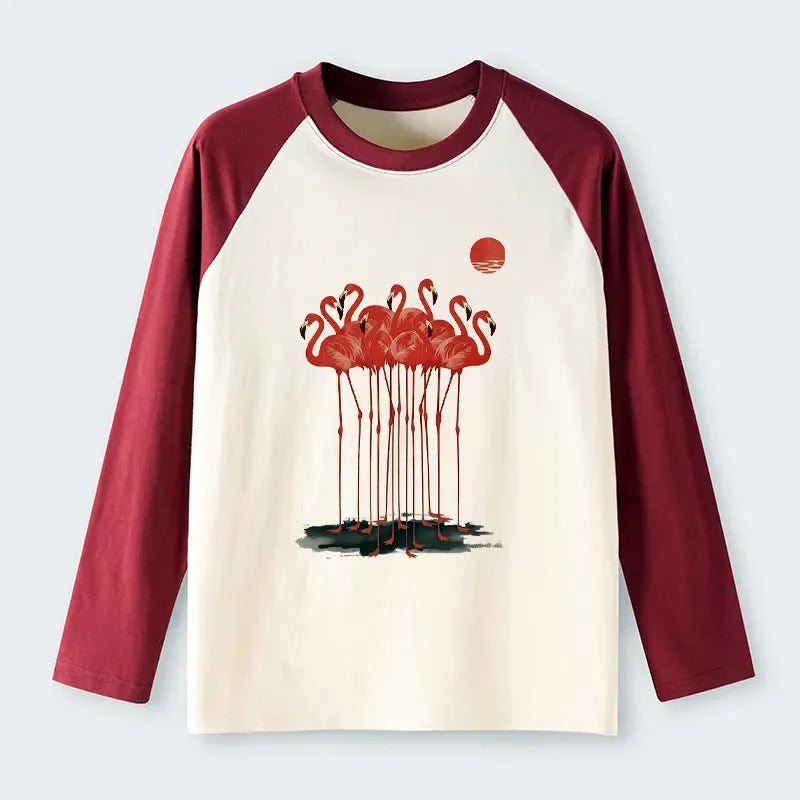 Raglan Long Sleeve T-shirt with Japanese Art