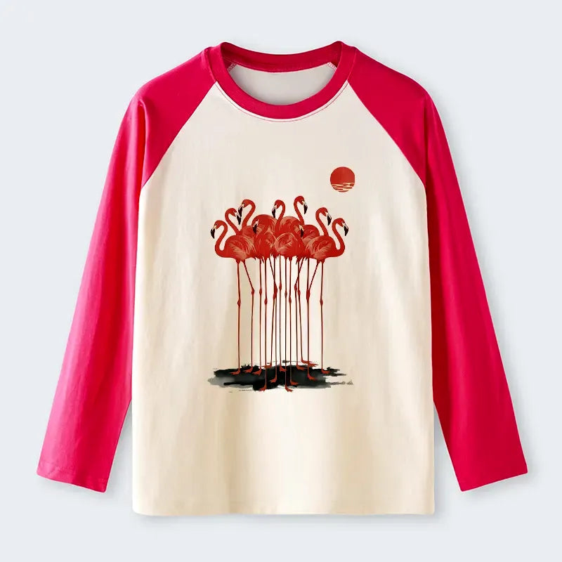 Raglan Long Sleeve T-shirt with Japanese Art