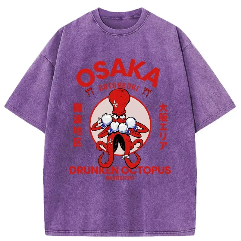 Kyoto-Lion Osaka Octopus Monster Japan Washed T-Shirt