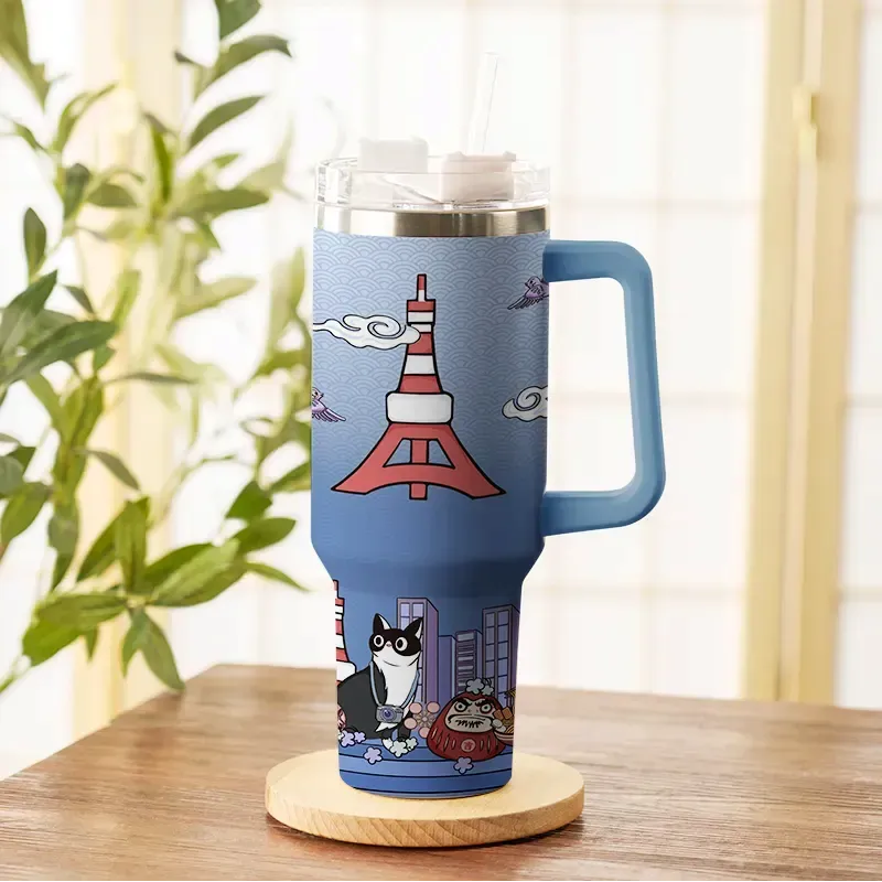 Tokyo Tower Cat Stainless Steel Tumbler
