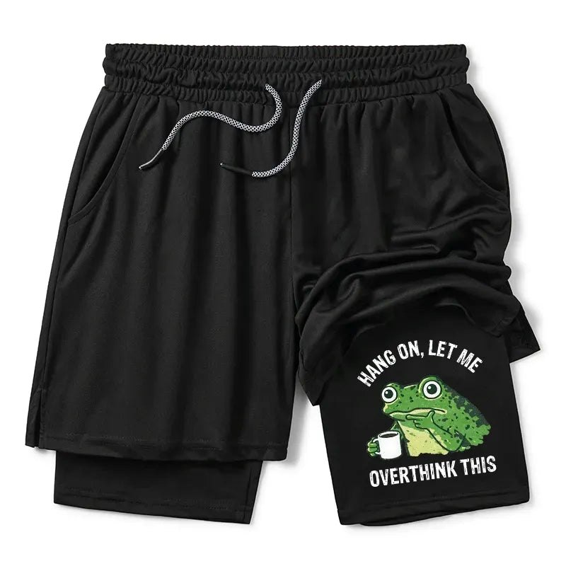 Kyoto-Lion Overthinking Frog With Coffee Training Shorts
