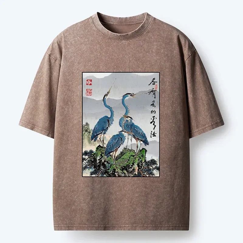 Kyoto Cranes T-Shirt for Summer Vacation