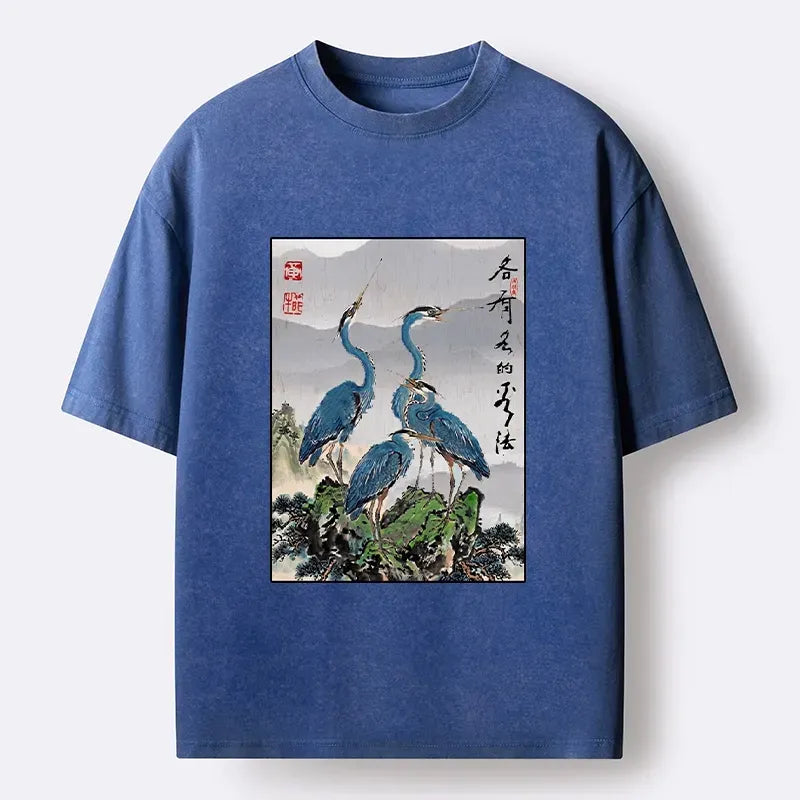 Japanese Zen Nature Washed T-Shirt on Sale