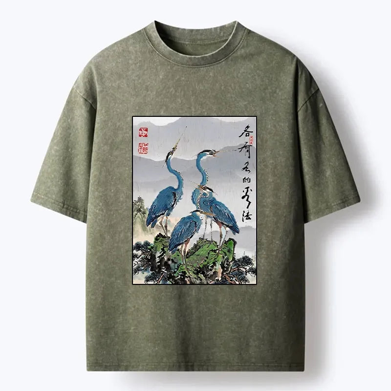 Japanese Zen Nature Washed T-Shirt on Sale