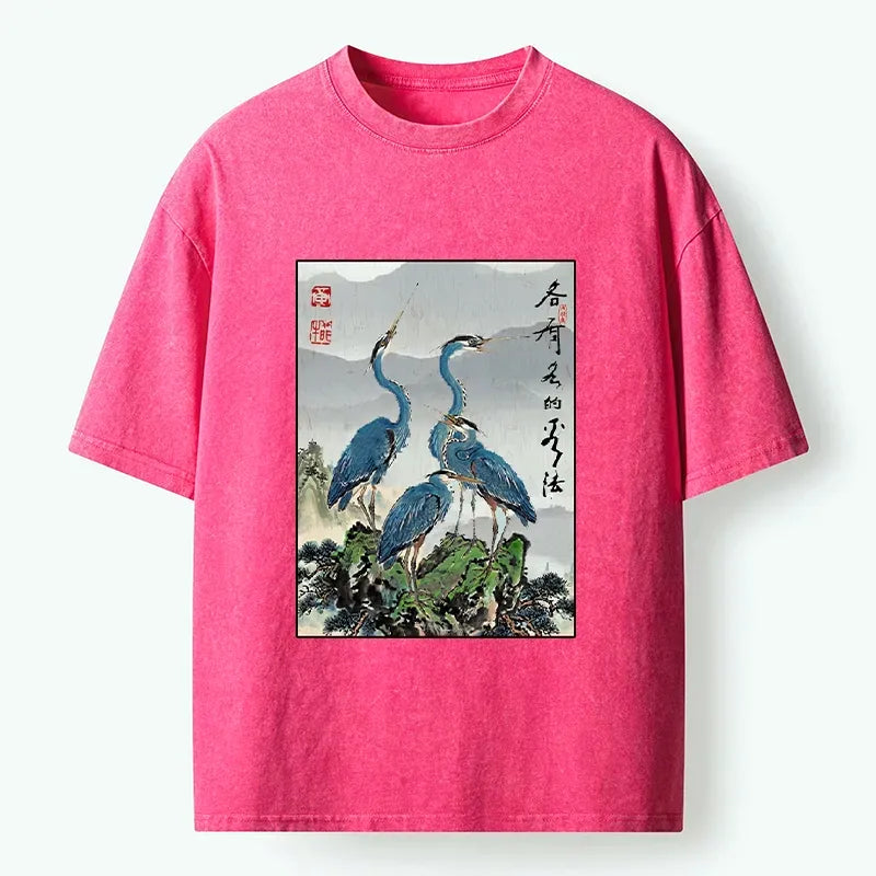 Kyoto Cranes T-Shirt for Summer Vacation