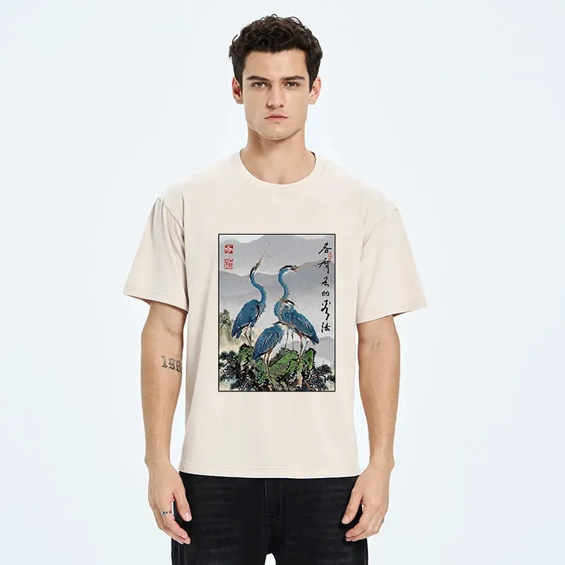 Kyoto Cranes T-Shirt for Summer Vacation