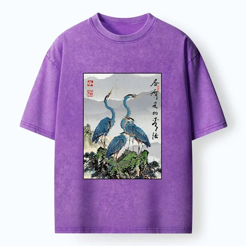 Kyoto Cranes T-Shirt for Summer Vacation