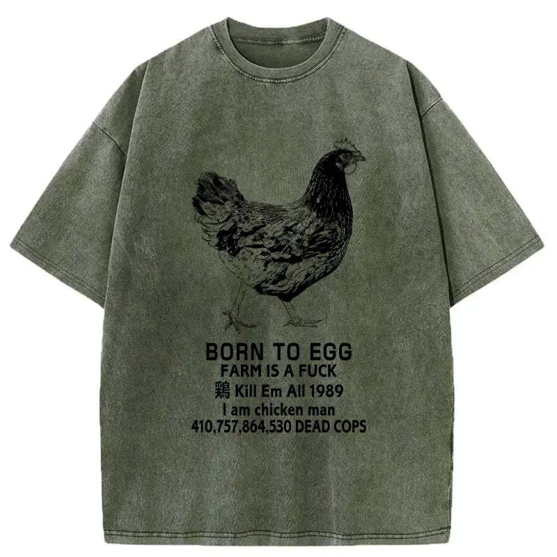 Kyoto-Lion Born To Egg Washed T-Shirt