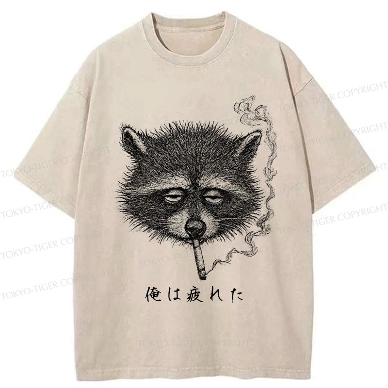 japanese vintage raccoon t-shirt streetwear