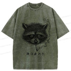 Kyoto-Lion The Funny Raccoon is Tired Washed T-Shirt