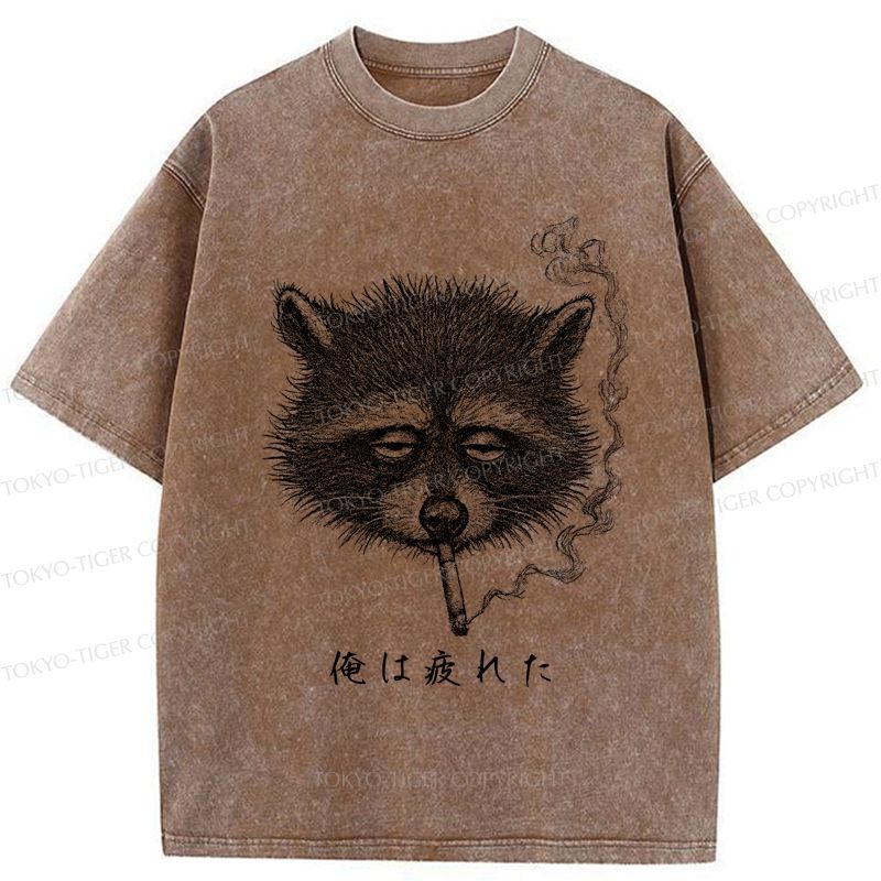 japanese vintage raccoon t-shirt streetwear