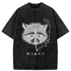 funny raccoon washed t-shirt for men