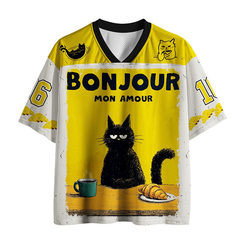 Kyoto-Lion Bonjour Mon Amour Cat Mesh Jersey