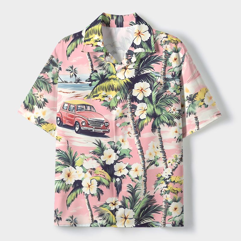 Japanese Retro Cuban Collar Shirt for Summer