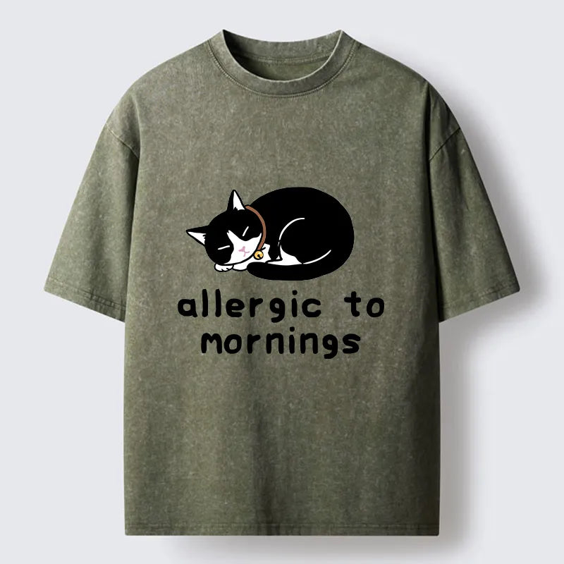 Kyoto-Lion Funny Sleep Cute Cat Meme Washed T-Shirt