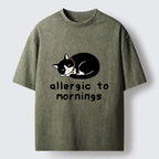Kyoto-Lion Funny Sleep Cute Cat Meme Washed T-Shirt