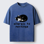 Kyoto-Lion Funny Sleep Cute Cat Meme Washed T-Shirt