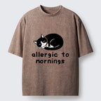 Kyoto-Lion Funny Sleep Cute Cat Meme Washed T-Shirt