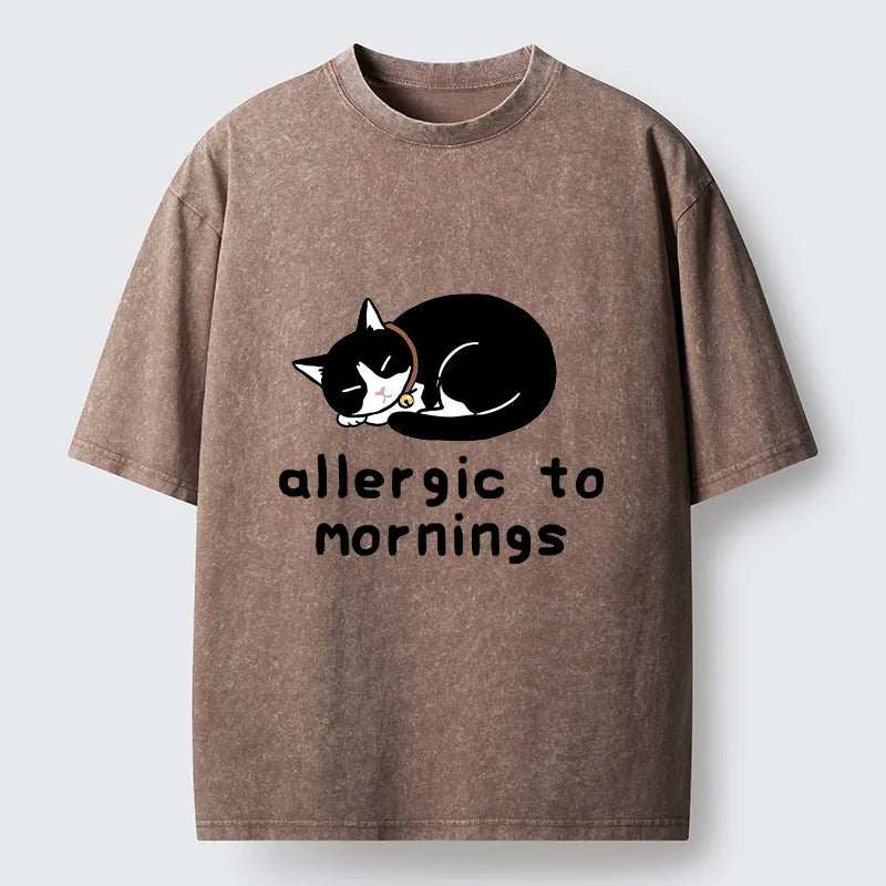 Kyoto-Lion Funny Sleep Cute Cat Meme Washed T-Shirt