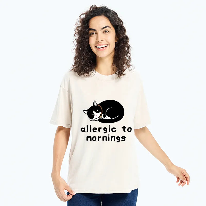 Kyoto-Lion Funny Sleep Cute Cat Meme Washed T-Shirt